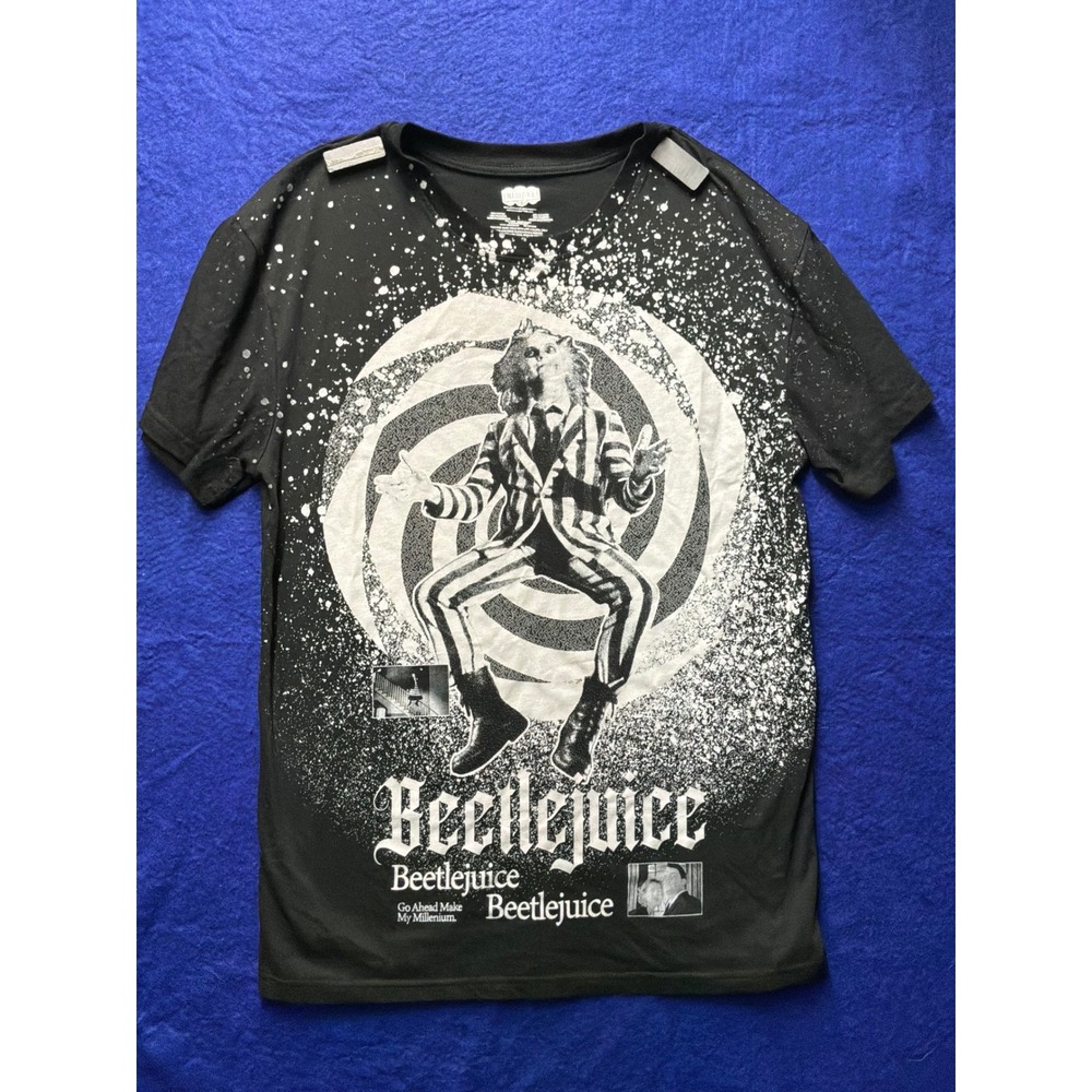 Goth Mens Beetlejuice Graphic Movie T-Shirt Large Black